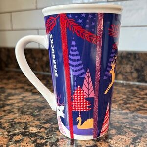 Starbucks 2017 limited edition Blue Woods Xmas Holiday tall coffee Mug 18 oz